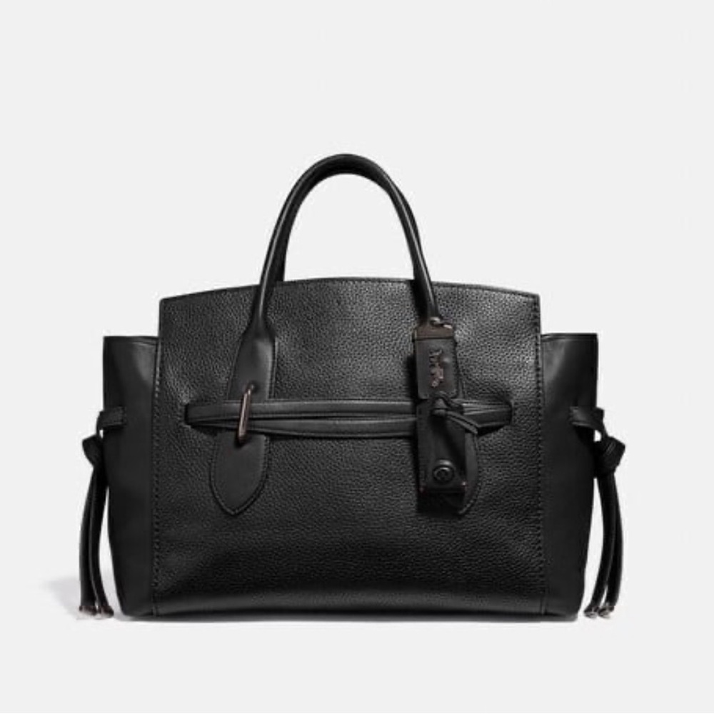 Classic Black Leather Tote Bag - Women